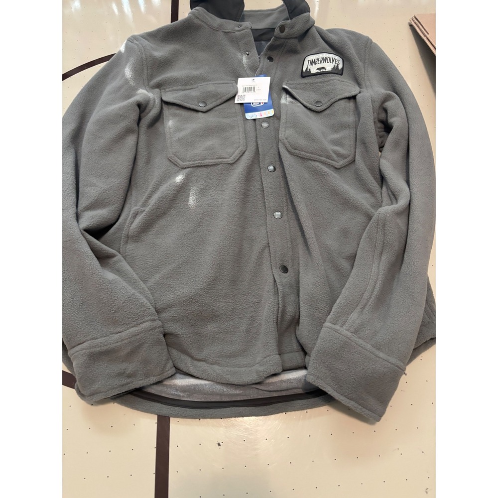 Sportiqe Minnesota Timberwolves Fleece Button Down Shirt Jacket Grey Mens Small